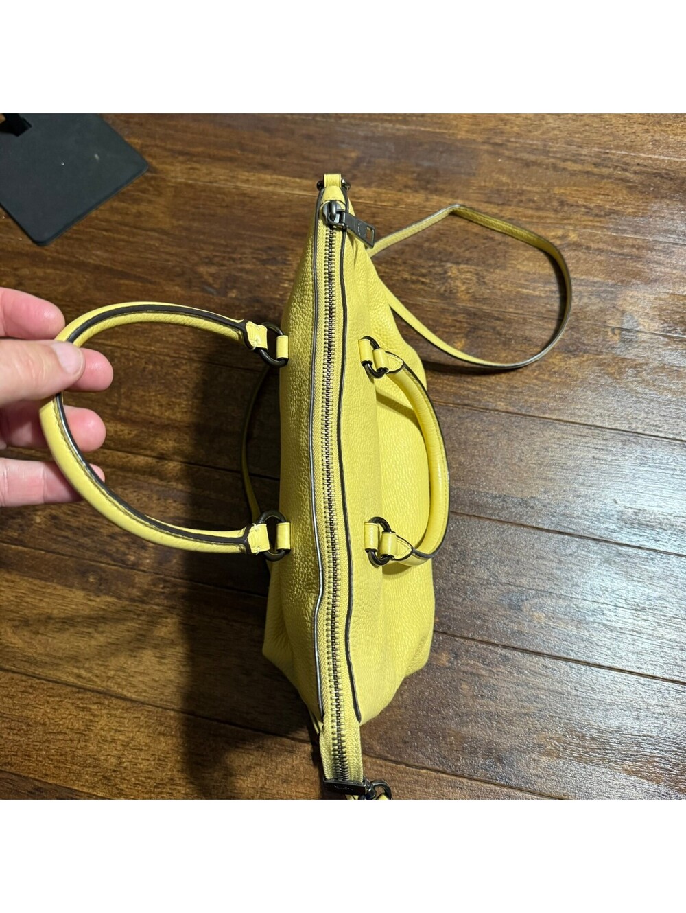 COACH F31466 Mini Emma Satchel Pebbled Leather Crossbody Handbag Yellow *RARE* - Picture 11 of 14